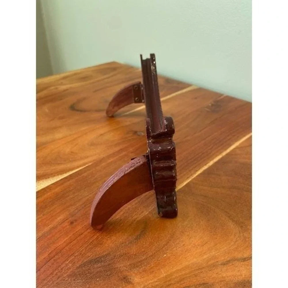 Dragon Display Stand Mahogany Easel For Plates 7.5in Vintage Tider Glass Carved